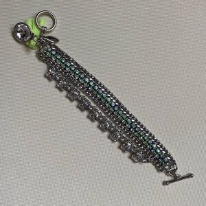 Women’s Ann Taylor bracelet with bar & loop close silvertone diamond color